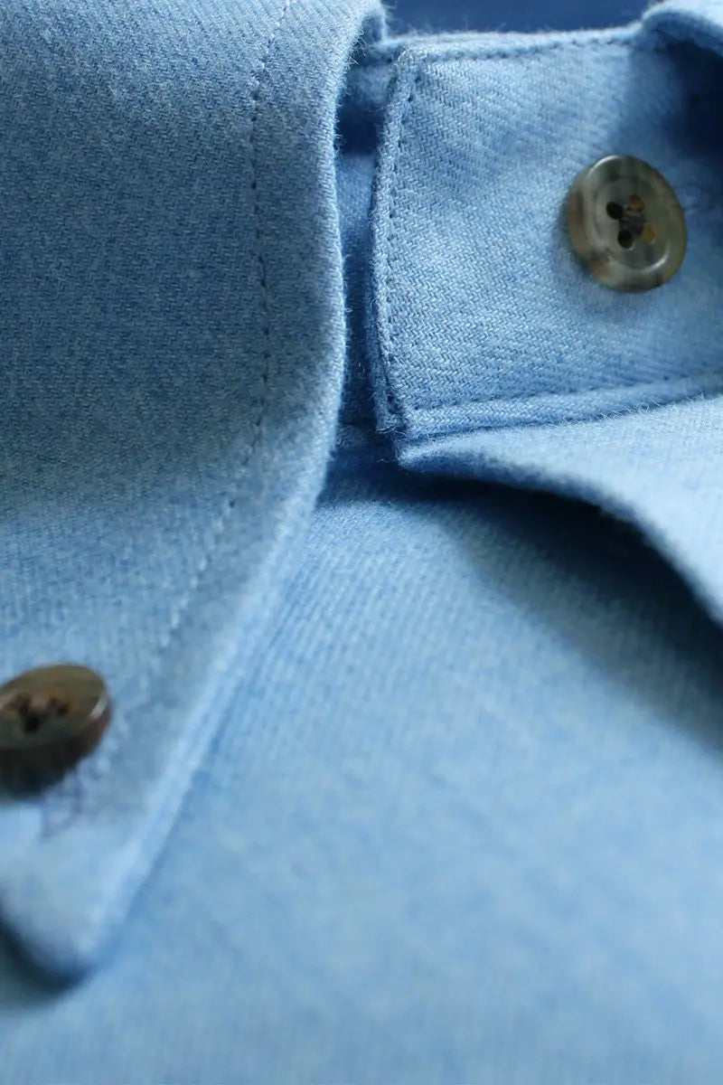 Blue Mist with Contrast Buttons Premium Cashmerello Shirt  Robert Old   