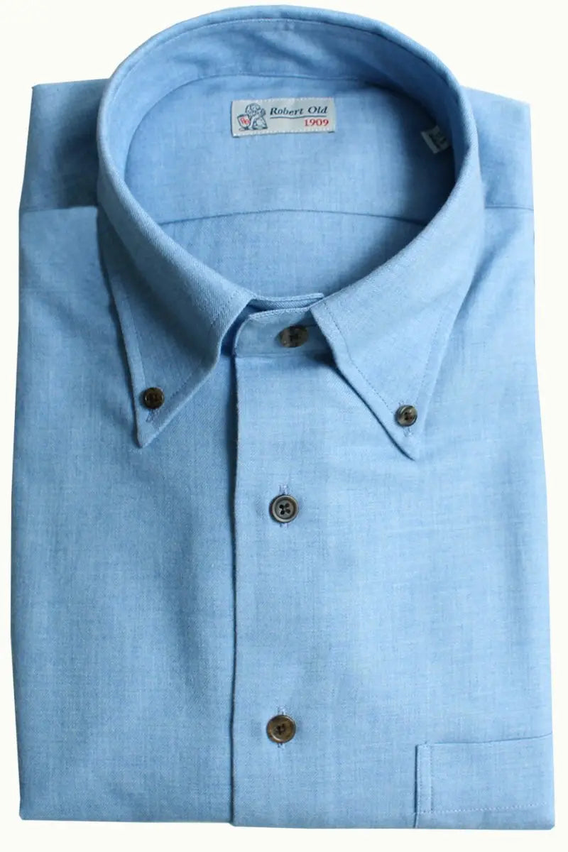 Blue Mist with Contrast Buttons Premium Cashmerello Shirt  Robert Old   