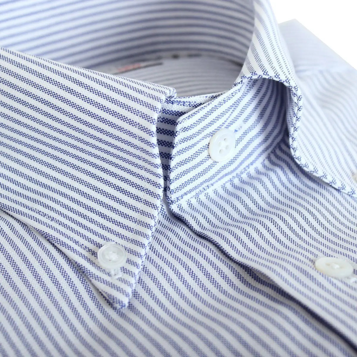 Swiss Cotton Blue Stripe Oxford Shirt  Robert Old   