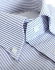 Swiss Cotton Blue Stripe Oxford Shirt  Robert Old   