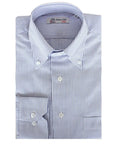 Swiss Cotton Blue Stripe Oxford Shirt  Robert Old   