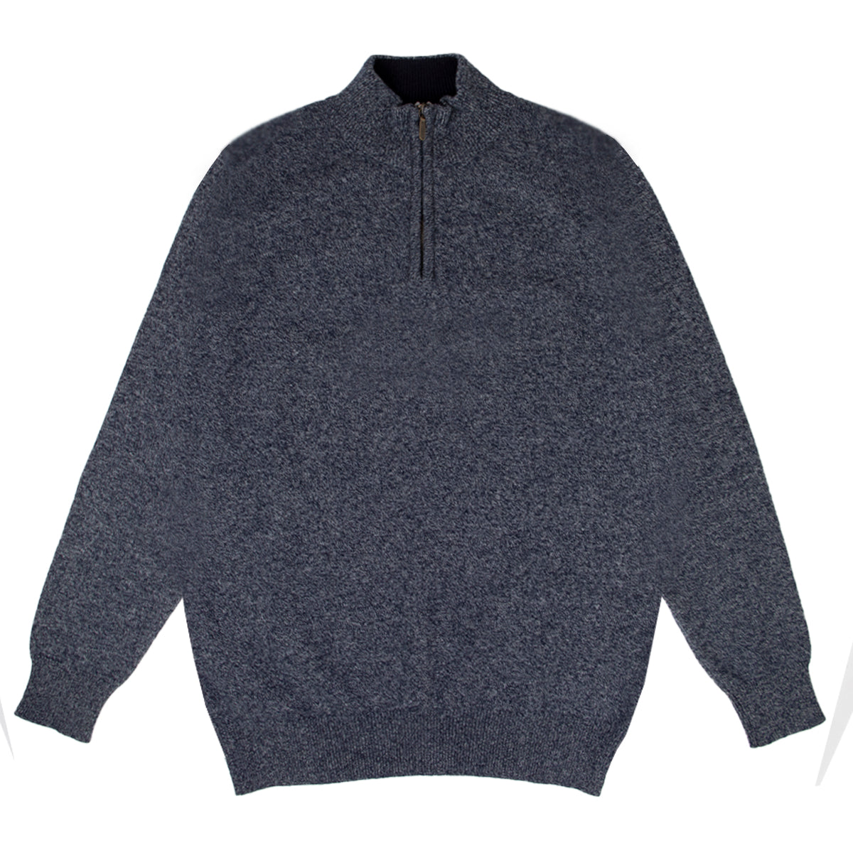 The Bowmore 1/4 Zip Neck Cashmere Sweater - Flannel / Navy  Robert Old   