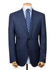 Blue Vertical Stripe 100% Wool Flannel Suit  Robert Old   