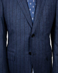 Blue Vertical Stripe 100% Wool Flannel Suit  Robert Old   