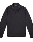 Carbon Grey ‘Terni’ Virgin Wool Quarter Zip Jumper  Moorer   
