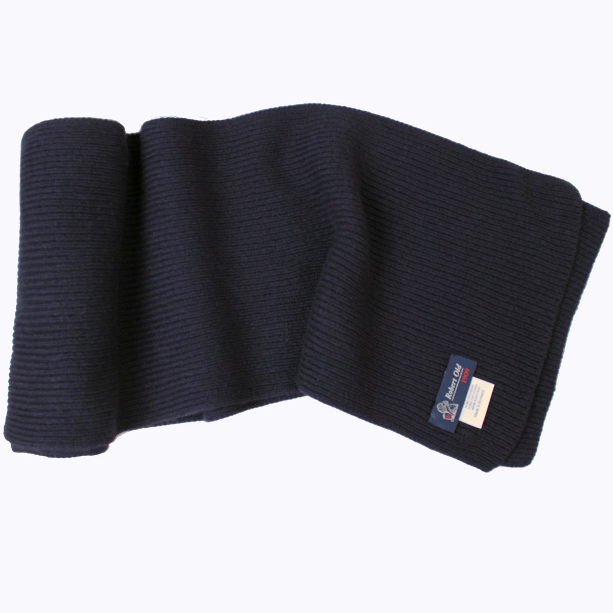 Luxurious 100% Pure Cashmere Ribbed Scarf  Robert Old Dark Navy  
