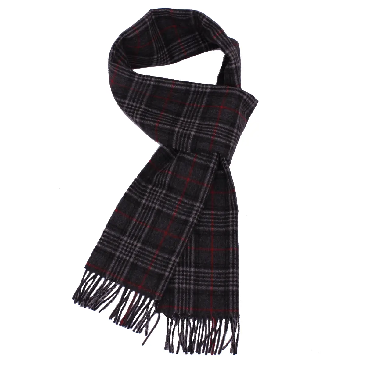 Charcoal Classic House Check Cashmere Scarf  Robert Old   