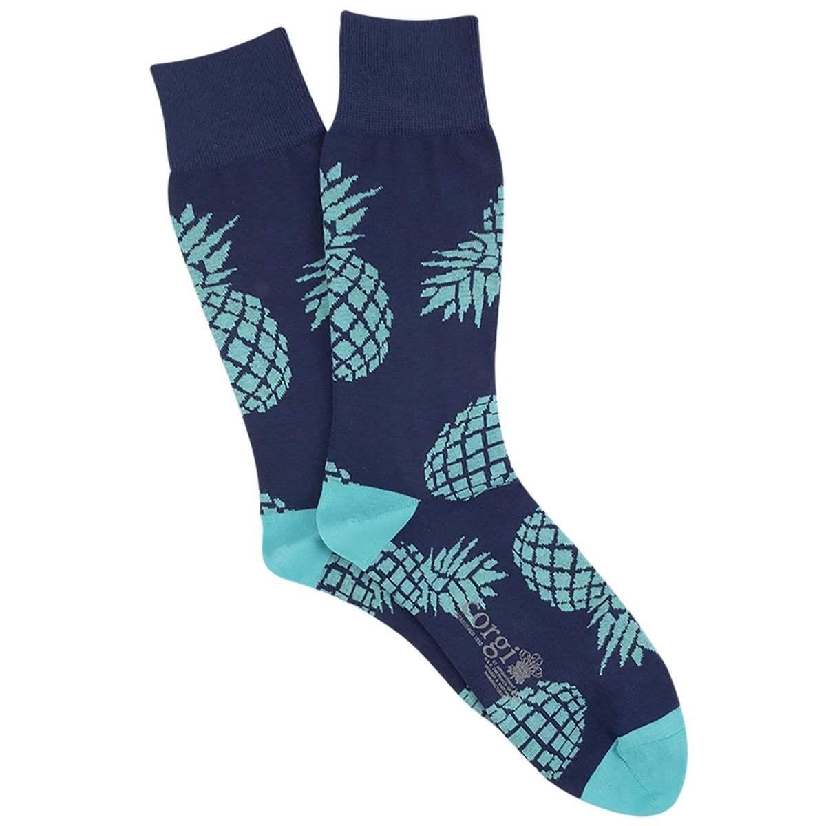 Blue Pineapple Motif Cotton Socks  Robert Old   