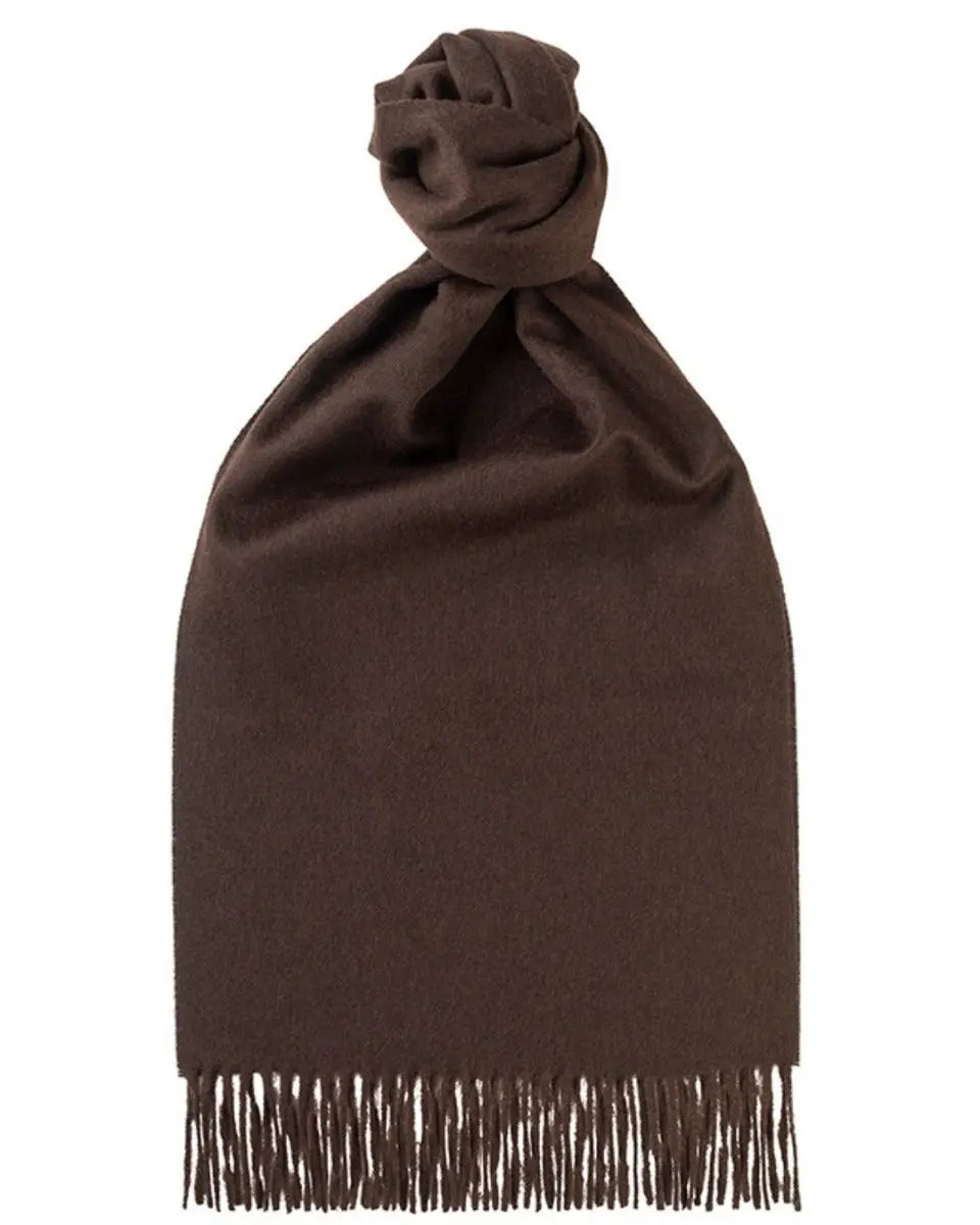 Chocolate Classic Plain 100% Cashmere Brushed Scarf  Robert Old   