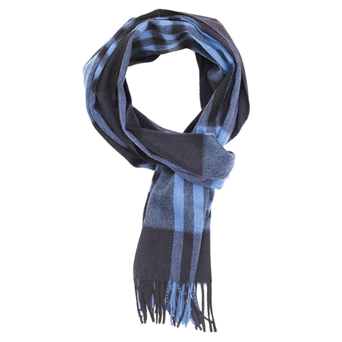 Blue Check 100% Cashmere Scarf  Robert Old   