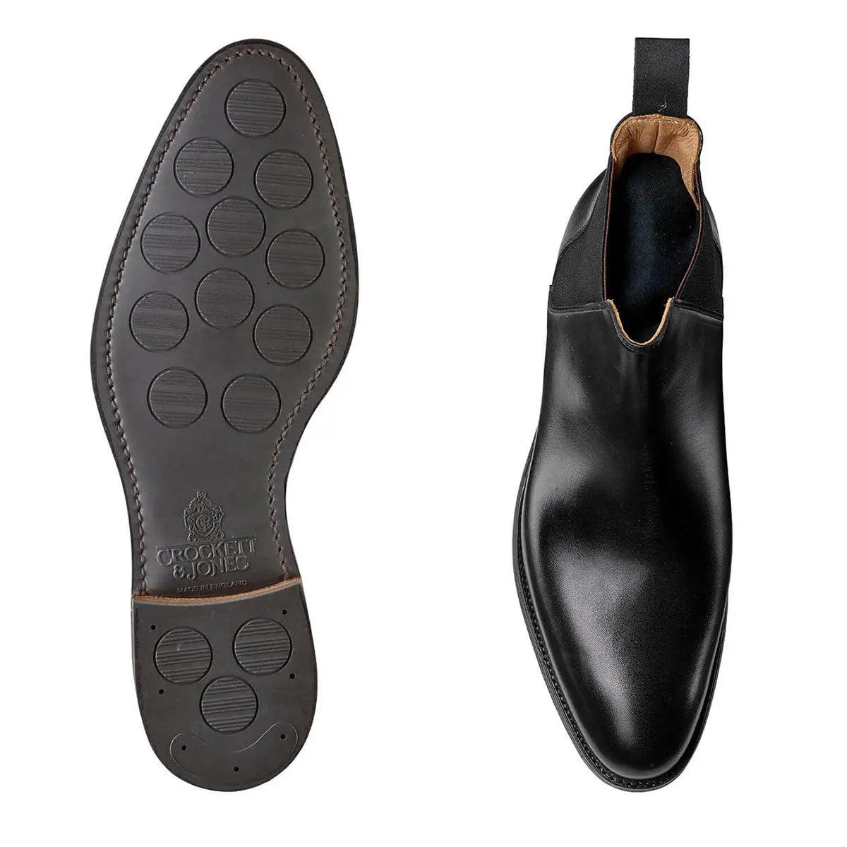 Chelsea 8 Black Calf Leather Boots  Crockett & Jones   