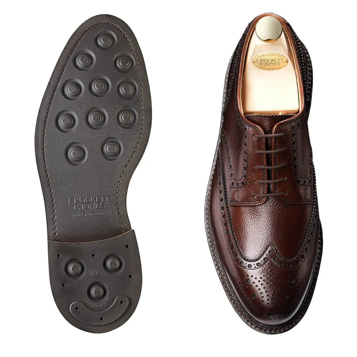 Pembroke Dark Brown Scotch Grain Shoes  Crockett & Jones   