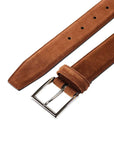 Polo Brown Suede Belt with Silver Buckle  Crockett & Jones   