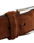 Polo Brown Suede Belt with Silver Buckle  Crockett & Jones   