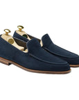 Salcombe Ocean Blue Suede Unstructured Loafer  Crockett & Jones   