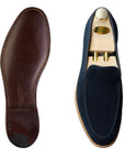 Salcombe Ocean Blue Suede Unstructured Loafer  Crockett & Jones   