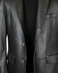 Black Deerskin Leather Blazer  Robert Old   