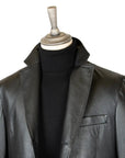 Black Deerskin Leather Blazer  Robert Old   