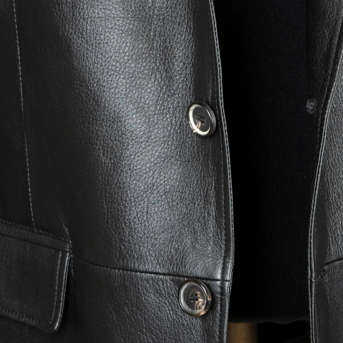 Black Deerskin Leather Blazer  Robert Old   