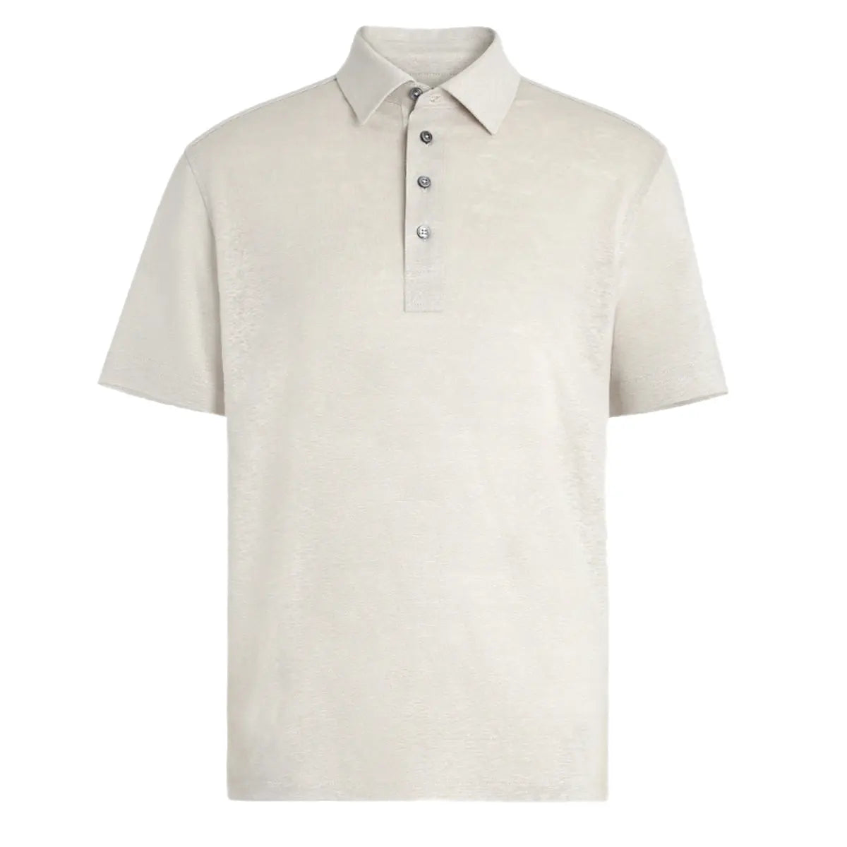 Light Beige Short Sleeve Linen Polo Shirt  Ermenegildo Zegna   