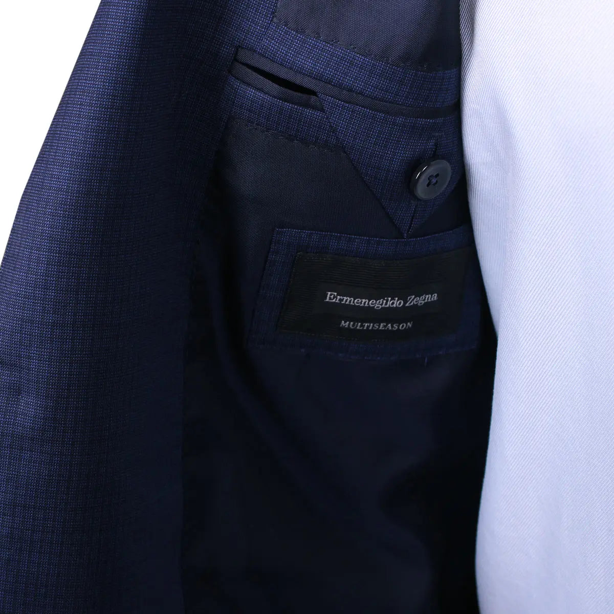 Navy Micro Check Multiseason Wool Suit  Ermenegildo Zegna   
