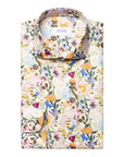Beige Floral Print Signature Twill Contemporary Fit Shirt  Eton   