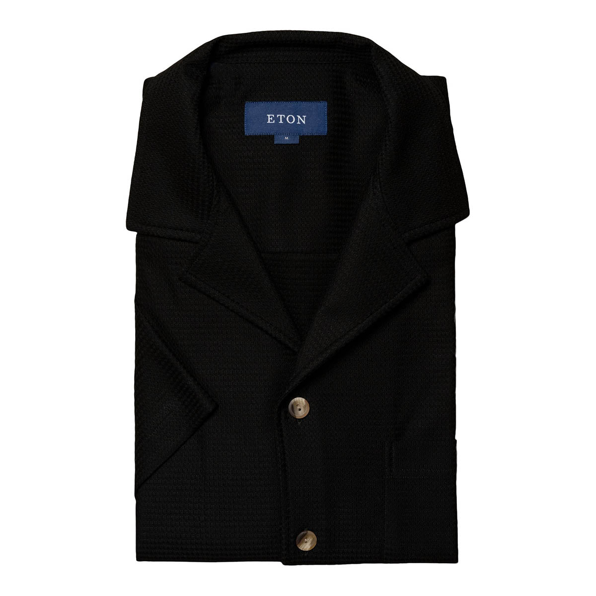 Black Filo Di Scozia Jacquard Resort Shirt  Eton   
