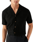 Black Filo Di Scozia Jacquard Resort Shirt  Eton   