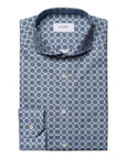 Blue Medallion Print Signature Twill Slim Fit Shirt Long Sleeve Eton   