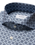 Blue Medallion Print Signature Twill Slim Fit Shirt Long Sleeve Eton   