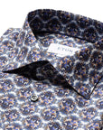 Blue & Purple Medallion Print Contemporary Fit Shirt  Eton   