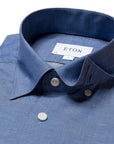 Blue Wrinkle-Free Cotton Linen Slim Fit Shirt  Eton   