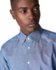 Blue Wrinkle-Free Cotton Linen Slim Fit Shirt  Eton   