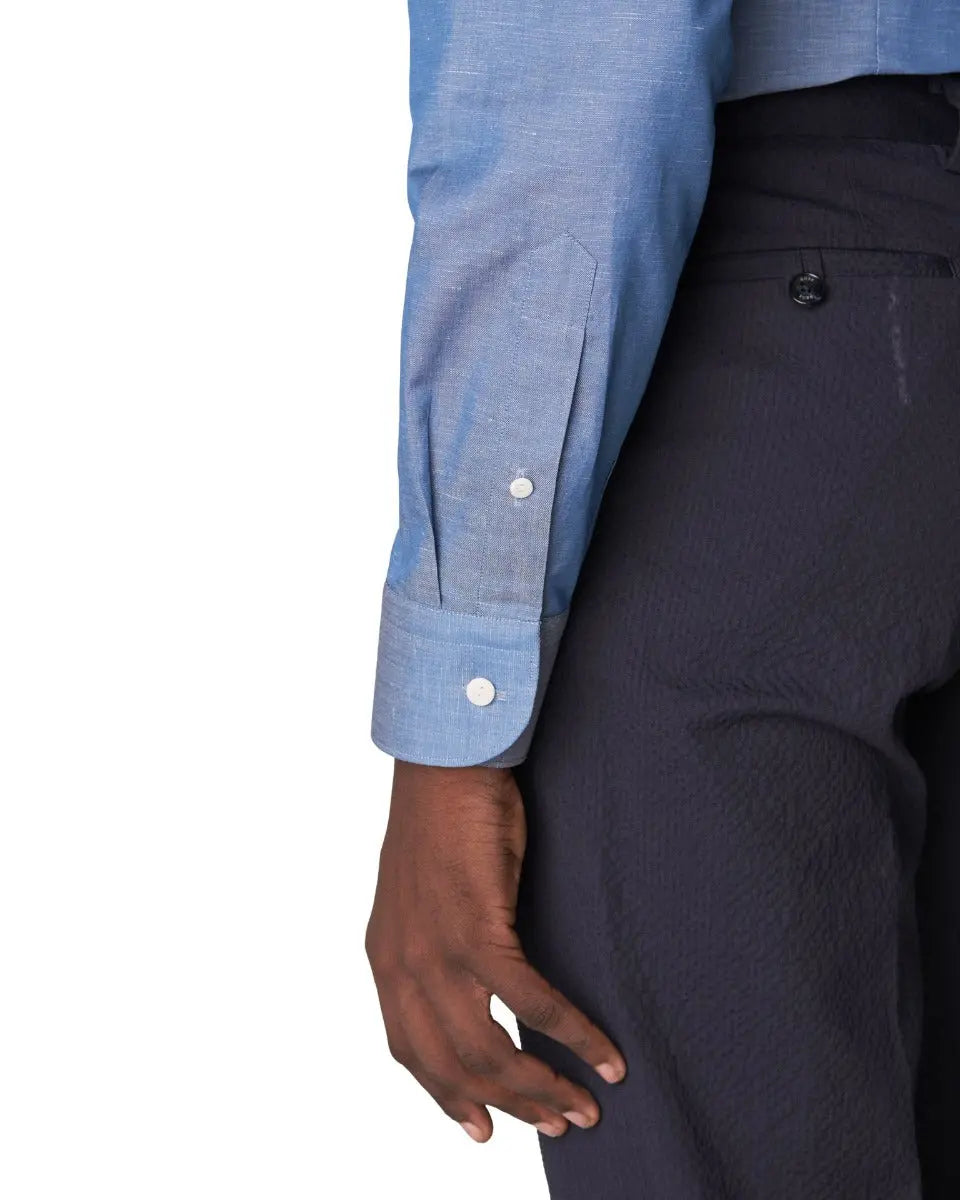 Blue Wrinkle-Free Cotton Linen Slim Fit Shirt  Eton   