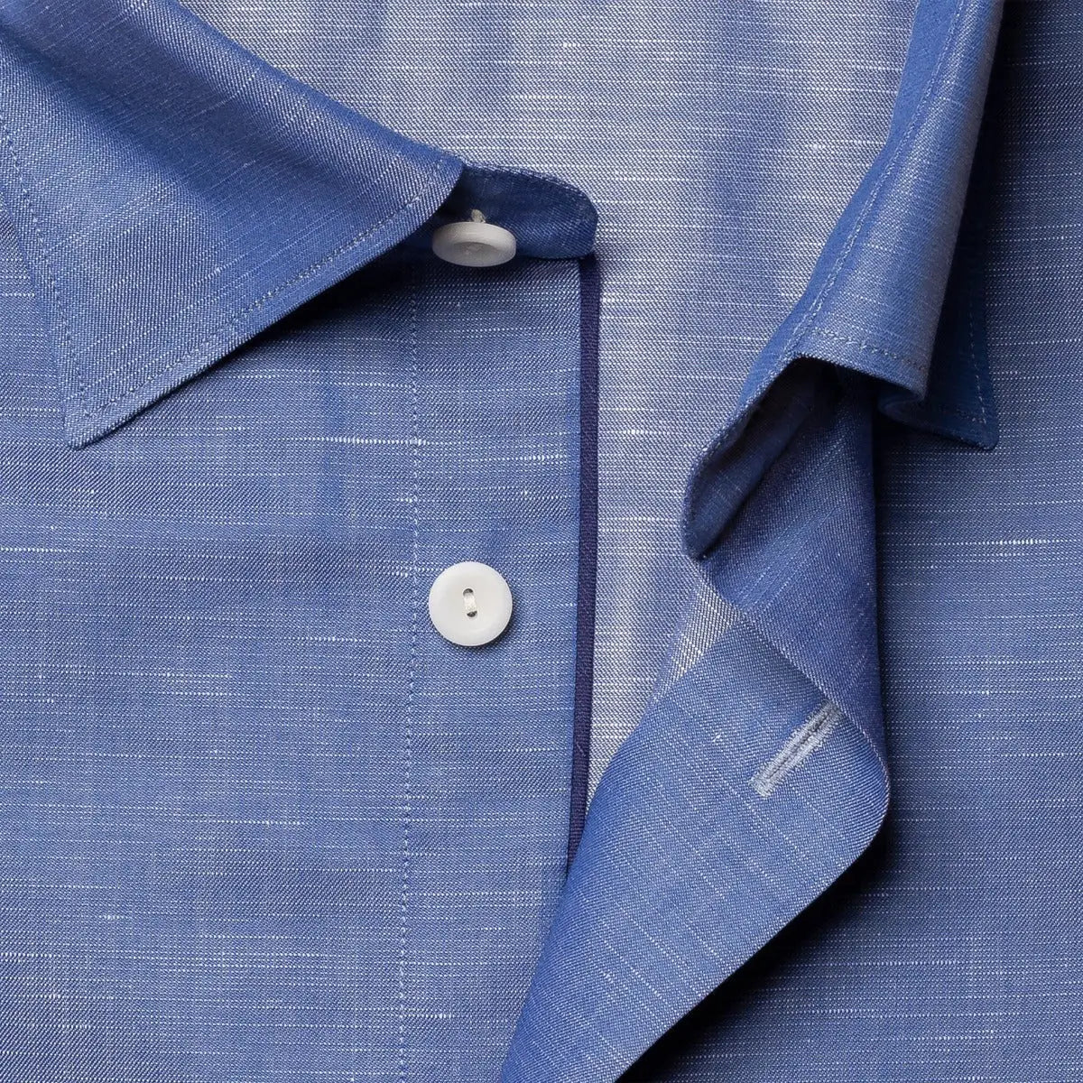 Blue Wrinkle-Free Cotton Linen Slim Fit Shirt  Eton   