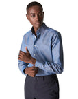 Blue Wrinkle-Free Cotton Linen Slim Fit Shirt  Eton   