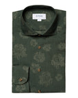 Green Floral Print Contemporary Fit Flannel Shirt  Eton   