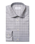 Grey Checked Signature Twill Slim Fit Shirt Long Sleeve Eton   