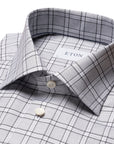 Grey Checked Signature Twill Slim Fit Shirt Long Sleeve Eton   