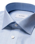 Light Blue Checked King Twill Contemporary Fit Shirt  Eton   