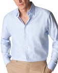 Light Blue Cotton-Lyocell Stretch Slim Fit Shirt  Eton   
