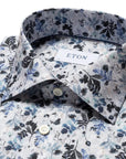 Light Blue Floral Print Slim Fit Shirt  Eton   