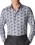 Light Blue Floral Print Slim Fit Shirt  Eton   