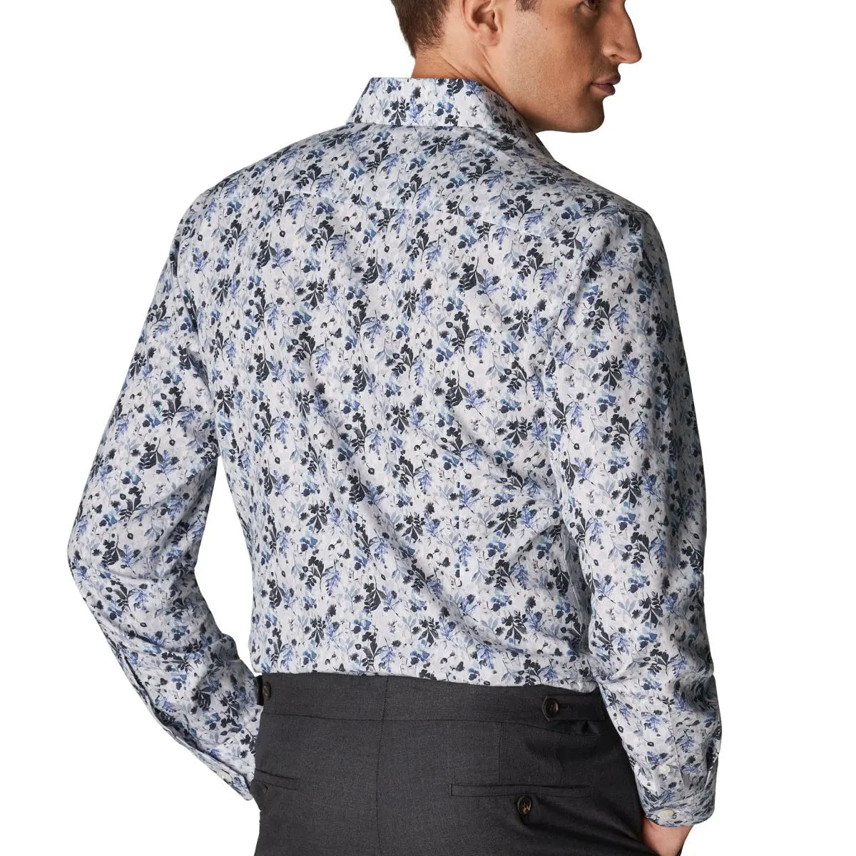 Light Blue Floral Print Slim Fit Shirt  Eton   