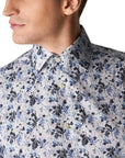 Light Blue Floral Print Slim Fit Shirt  Eton   