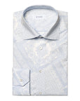 Light Blue Patchwork Contemporary Fit Twill Shirt  Eton   