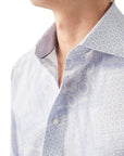 Light Blue Patchwork Contemporary Fit Twill Shirt  Eton   