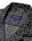 Navy Geometric Jacquard Denim Resort Shirt  Eton   