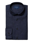 Navy Italian Linen Slim Fit Shirt  Eton   