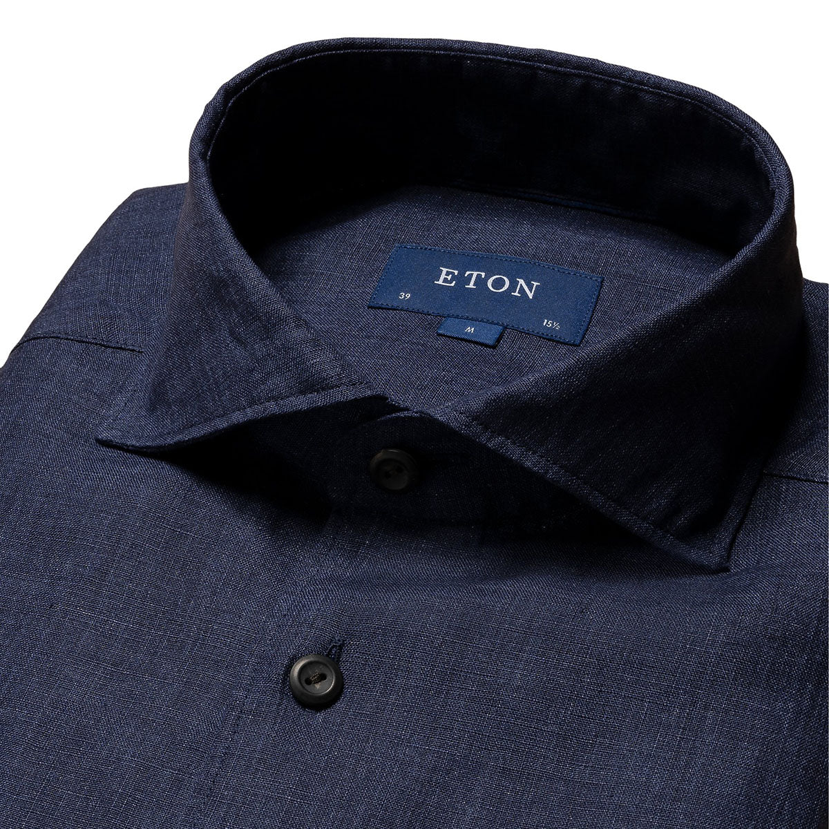 Navy Italian Linen Slim Fit Shirt  Eton   
